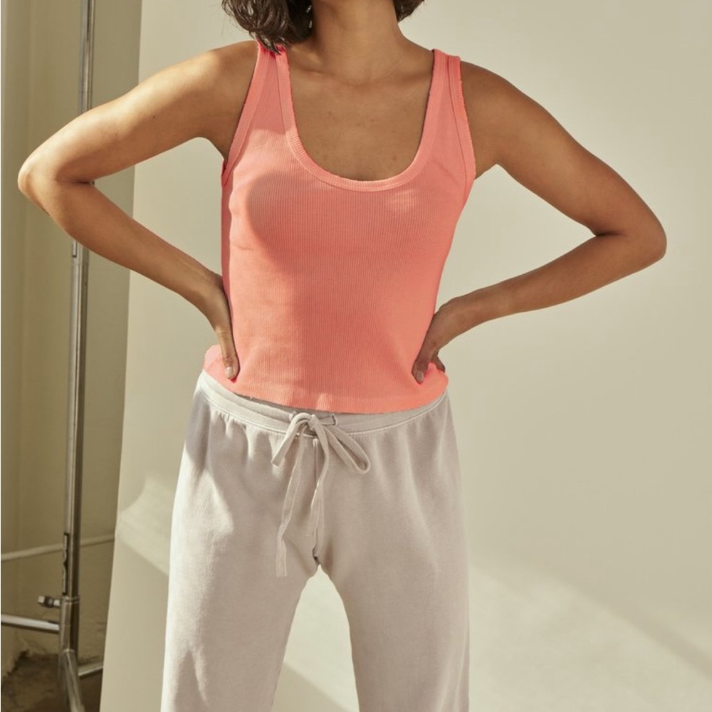AMO Crop Ribbed Tank Top - Flame
